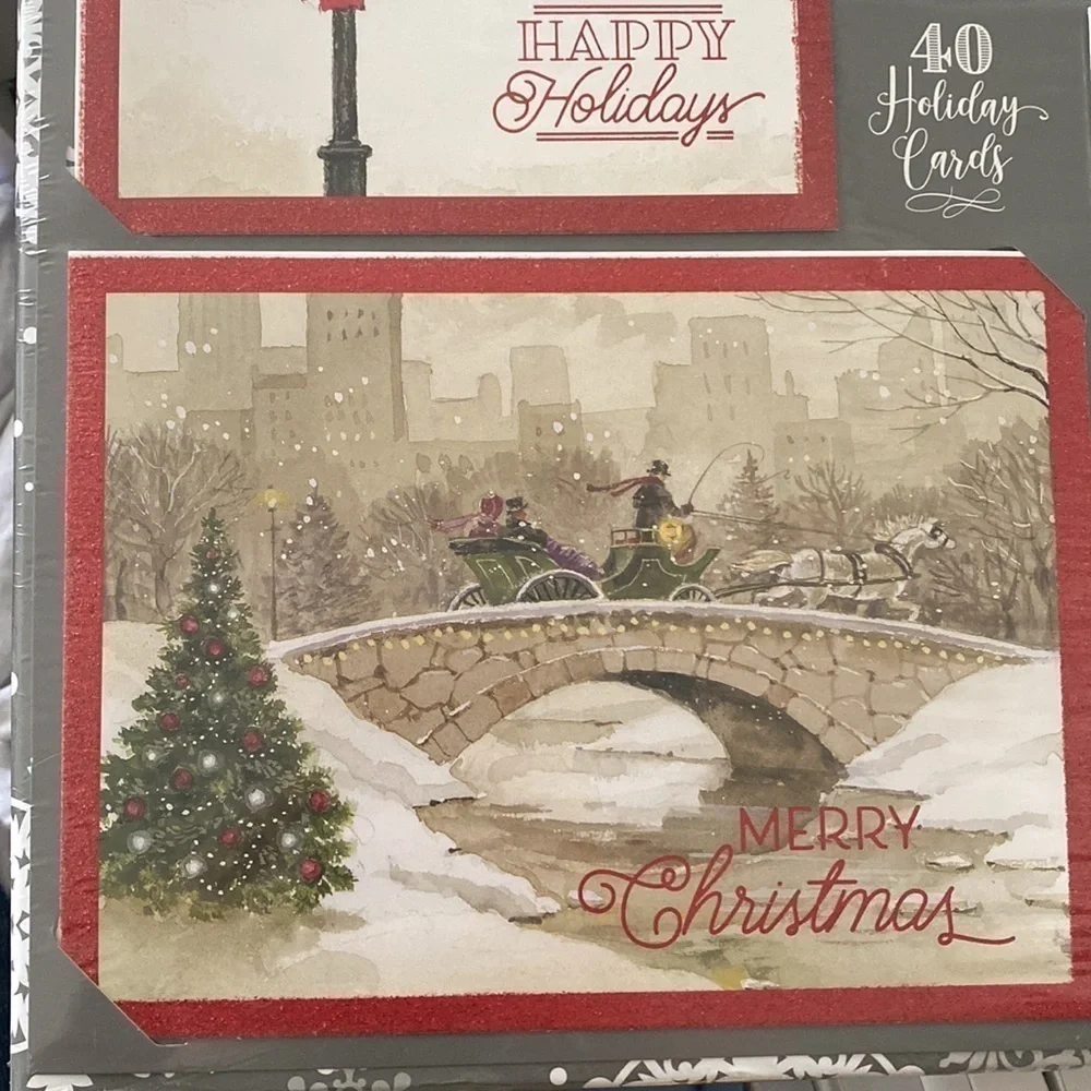 NEW SEALED BOX SET 40 Holiday Christmas Cards Self-Sealing Envelopes & Stickers